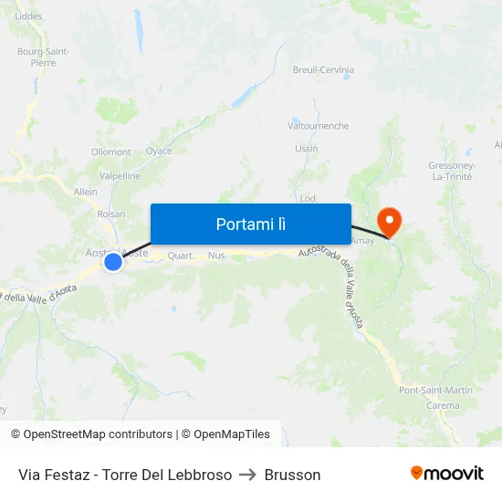 Via Festaz - Torre Del Lebbroso to Brusson map