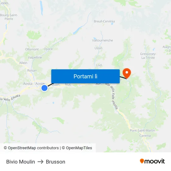 Bivio Moulin to Brusson map