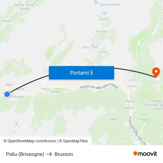 Pallu (Brissogne) to Brusson map