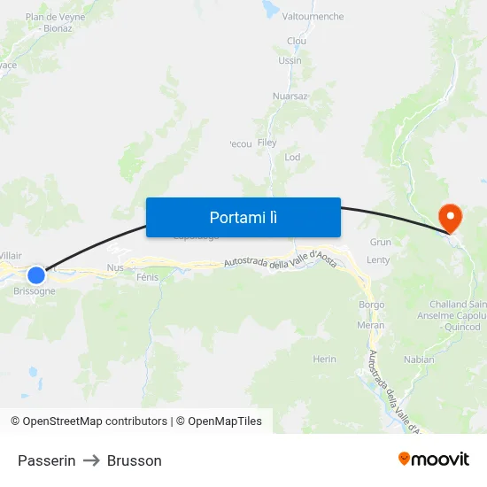 Passerin to Brusson map