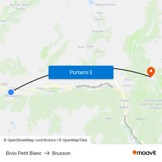 Bivio Petit Blanc to Brusson map