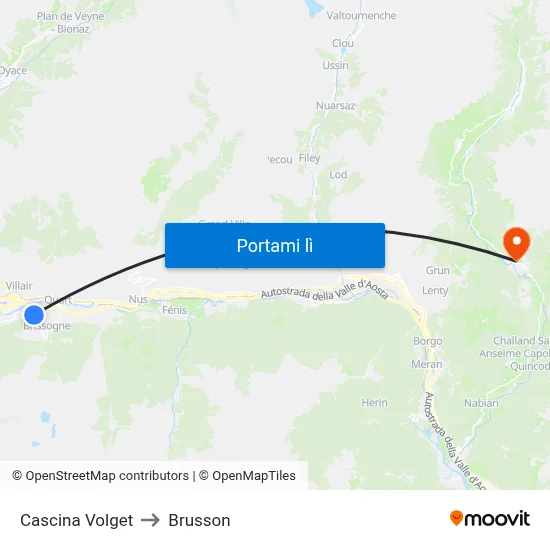 Cascina Volget to Brusson map