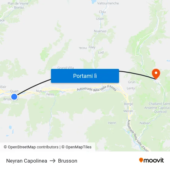 Neyran Capolinea to Brusson map