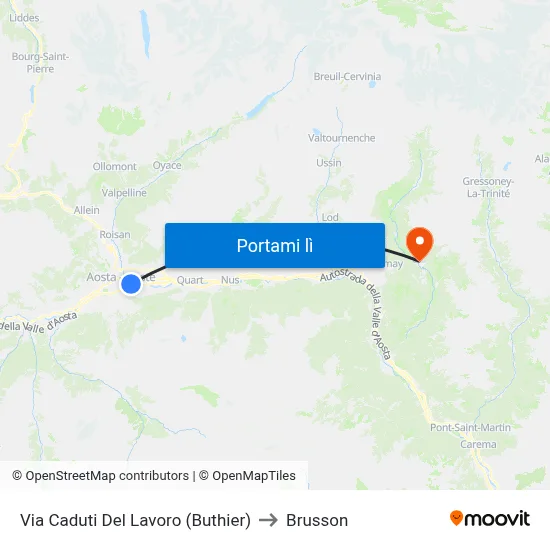Via Caduti Del Lavoro (Buthier) to Brusson map