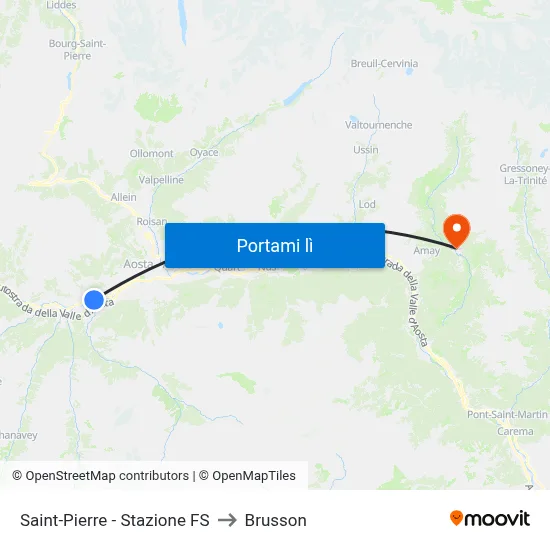 Saint-Pierre - Stazione FS to Brusson map