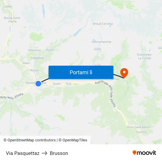 Via Pasquettaz to Brusson map