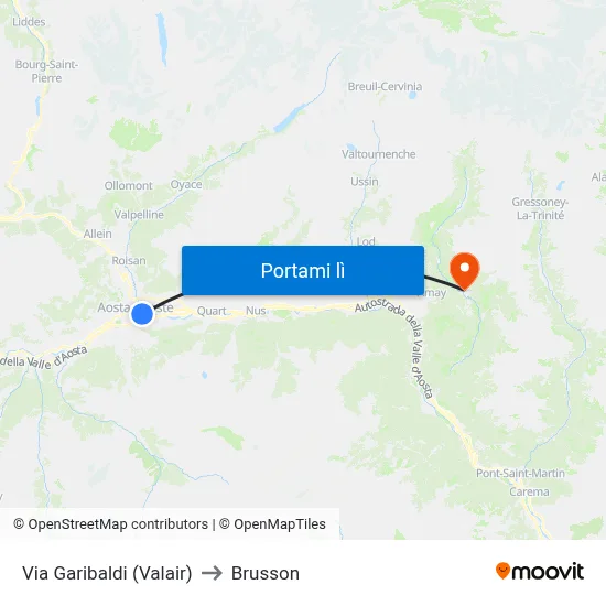 Via Garibaldi (Valair) to Brusson map