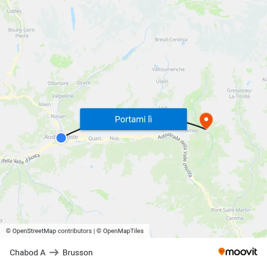 Chabod A to Brusson map