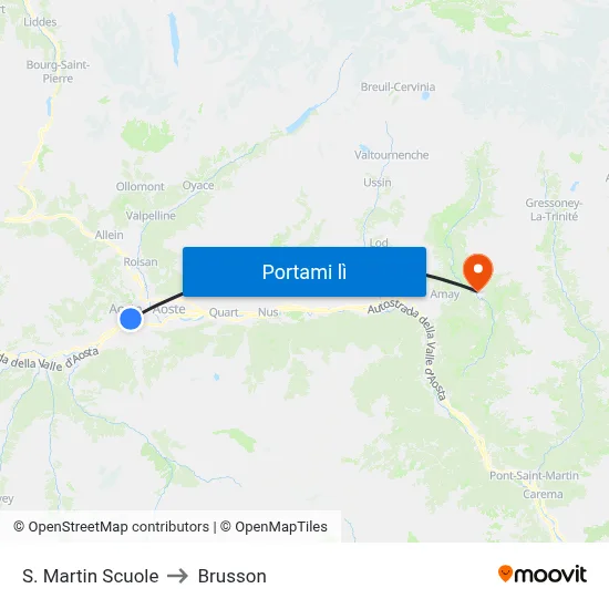 S. Martin Scuole to Brusson map