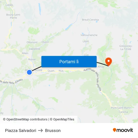 Piazza Salvadori to Brusson map