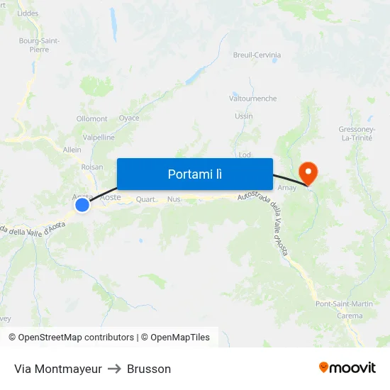 Via Montmayeur to Brusson map
