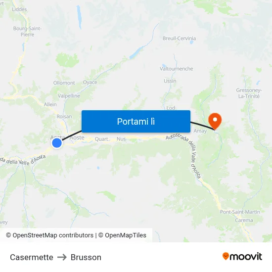 Casermette to Brusson map