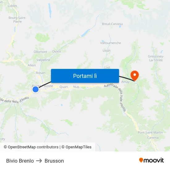 Bivio Brenlo to Brusson map