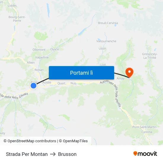 Strada Per Montan to Brusson map