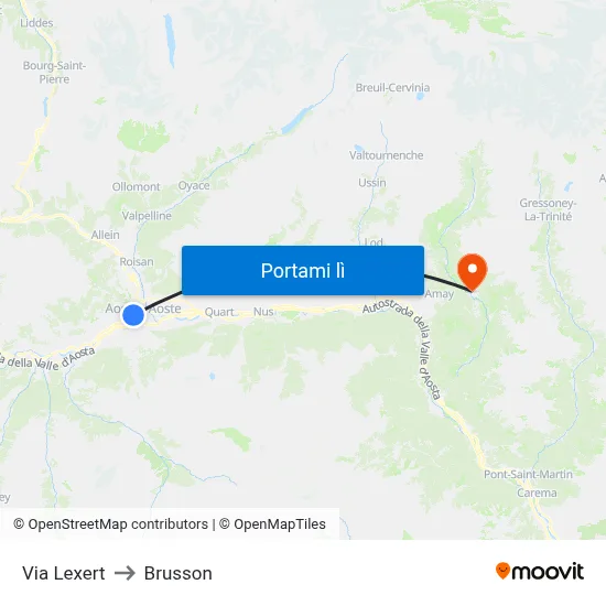 Via Lexert to Brusson map