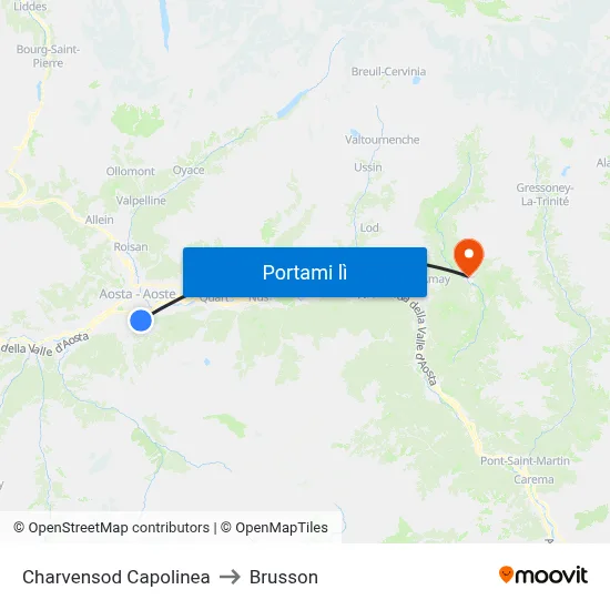 Charvensod Capolinea to Brusson map