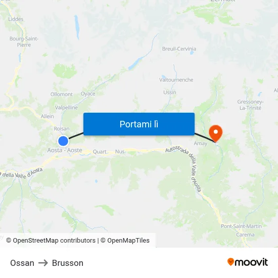 Ossan to Brusson map