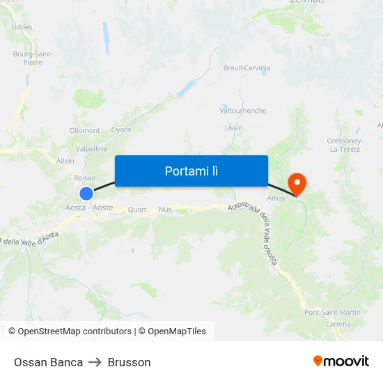 Ossan Banca to Brusson map