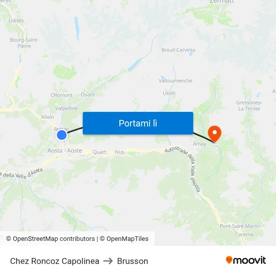 Chez Roncoz Capolinea to Brusson map