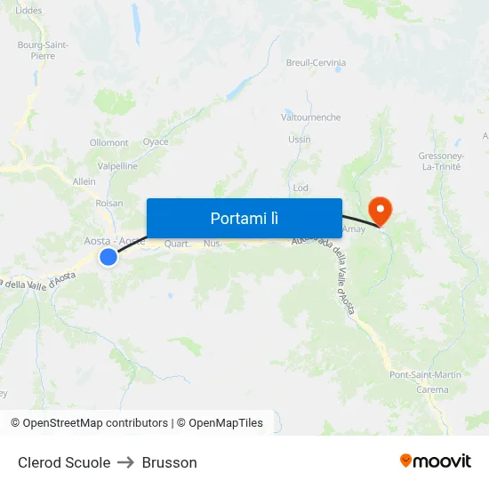 Clerod Scuole to Brusson map