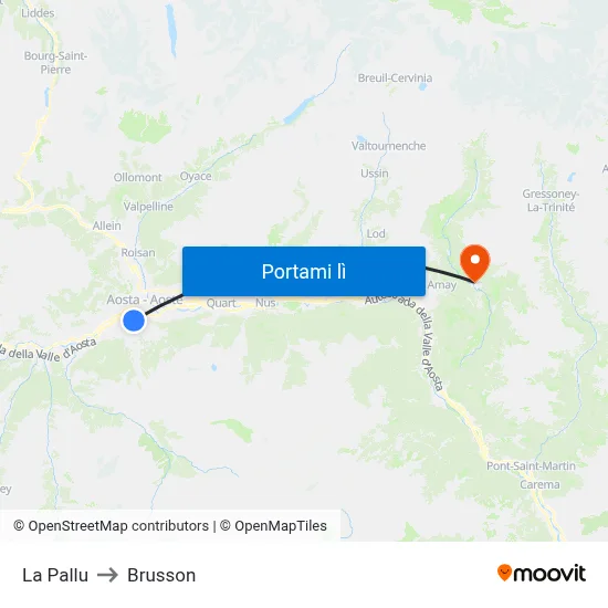 La Pallu to Brusson map