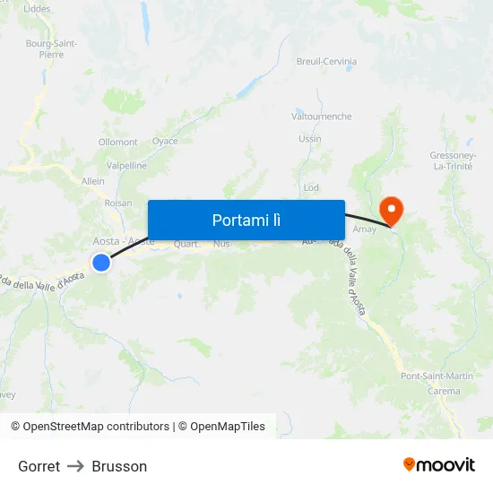 Gorret to Brusson map