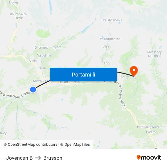 Jovencan B to Brusson map