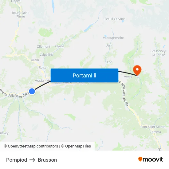 Pompiod to Brusson map