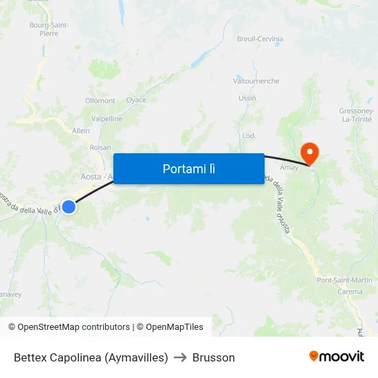 Bettex Capolinea (Aymavilles) to Brusson map