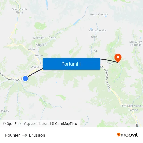 Founier to Brusson map