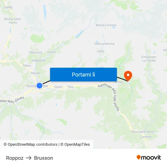Roppoz to Brusson map