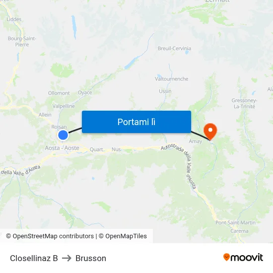Closellinaz B to Brusson map