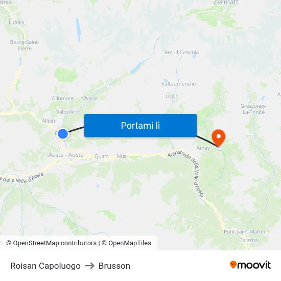Roisan Capoluogo to Brusson map