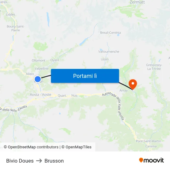 Bivio Doues to Brusson map