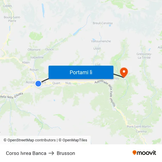 Corso Ivrea Banca to Brusson map