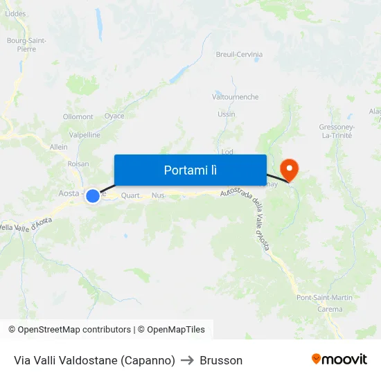 Via Valli Valdostane (Capanno) to Brusson map