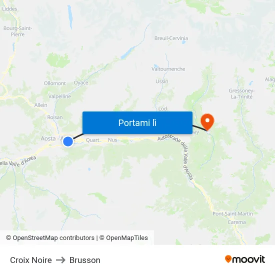 Croix Noire to Brusson map