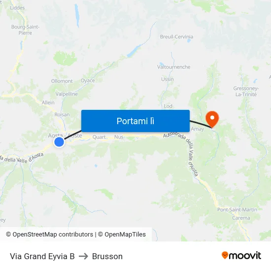 Via Grand Eyvia B to Brusson map