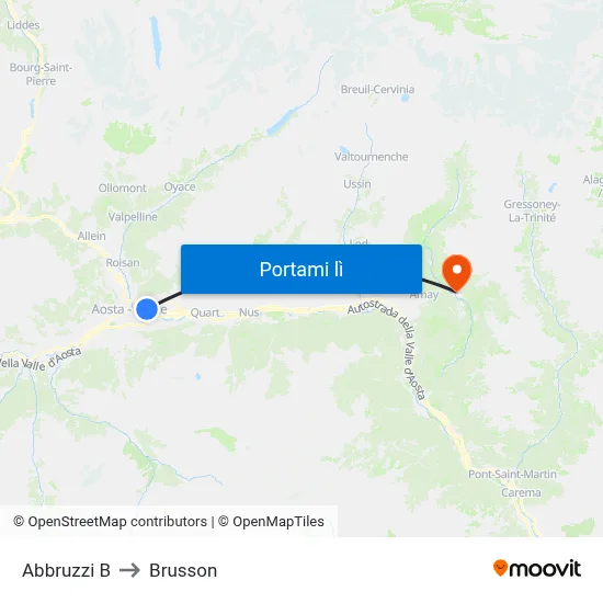 Abbruzzi B to Brusson map