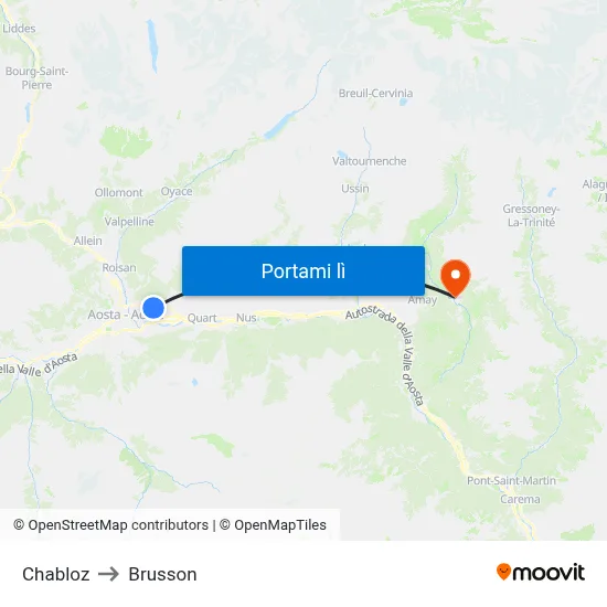 Chabloz to Brusson map