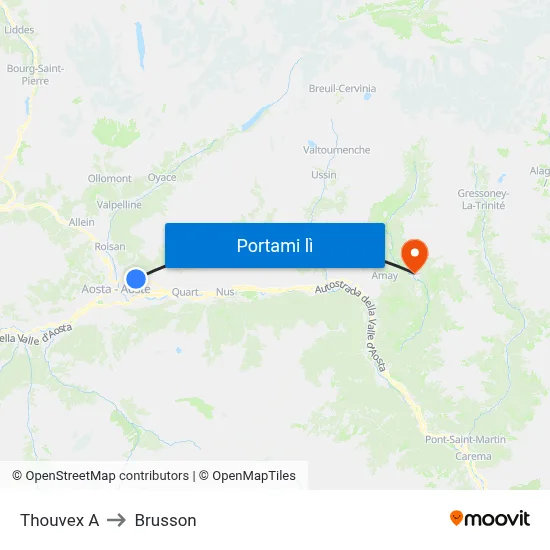 Thouvex A to Brusson map