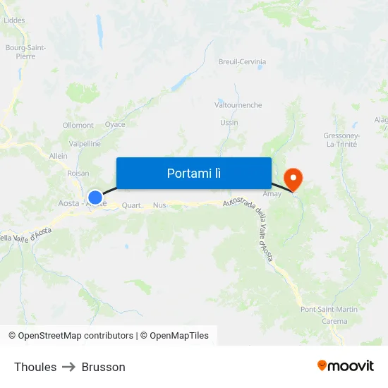 Thoules to Brusson map