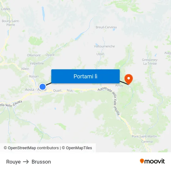 Rouye to Brusson map