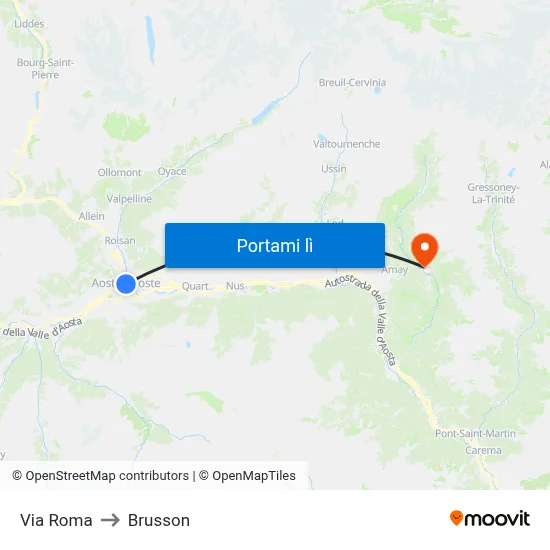 Via Roma to Brusson map