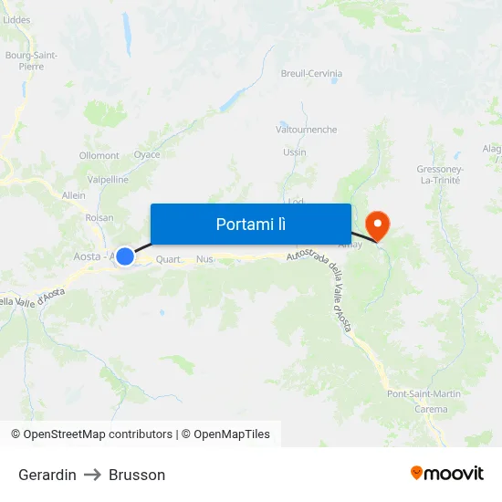 Gerardin to Brusson map