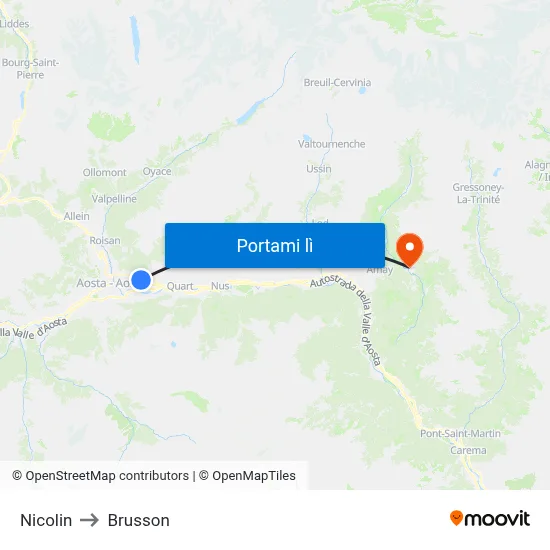Nicolin to Brusson map