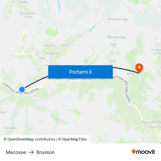 Mecosse to Brusson map