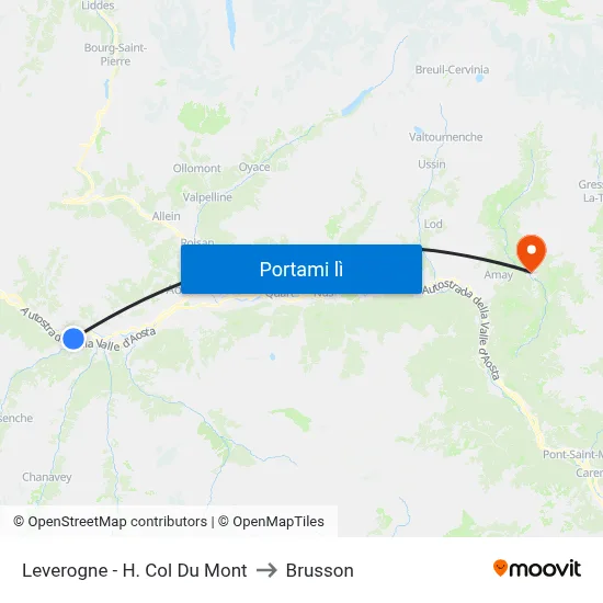 Leverogne - H. Col Du Mont to Brusson map