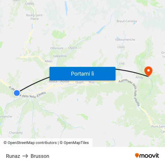Runaz to Brusson map