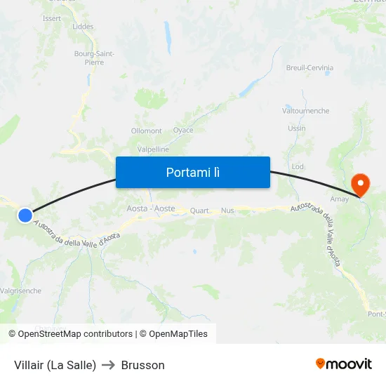 Villair (La Salle) to Brusson map
